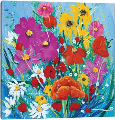 Wildflower Rainbow Canvas Art Print - Linda Rauch