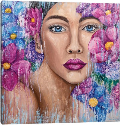 Girl In Flowers Canvas Art Print - Larisa Chigirina