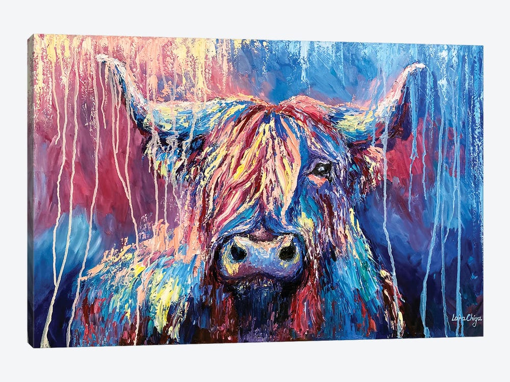 Highland cow by Larisa Chigirina 1-piece Canvas Art Print