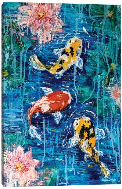 Koi Fish Pond Canvas Art Print - Koi Fish Art