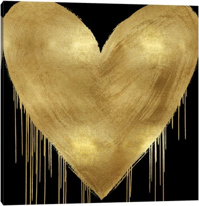 Big Hearted Gold on Black Canvas Art Print