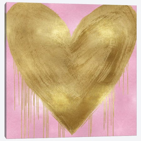 Big Hearted Gold on Pink Canvas Print #LRD12} by Lindsay Rodgers Canvas Art Print