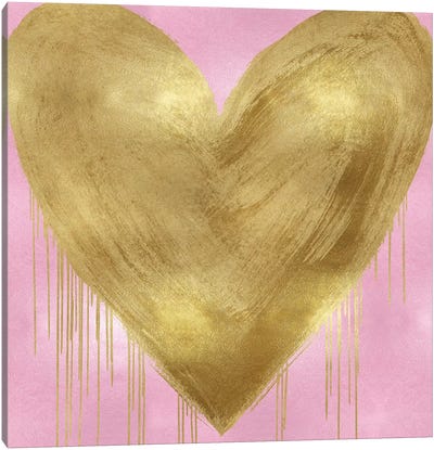 Big Hearted Gold on Pink Canvas Art Print