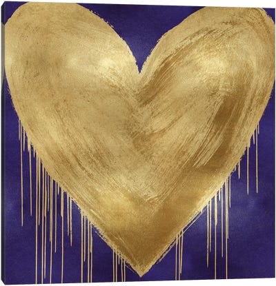 Big Hearted Gold on Purple Canvas Art Print