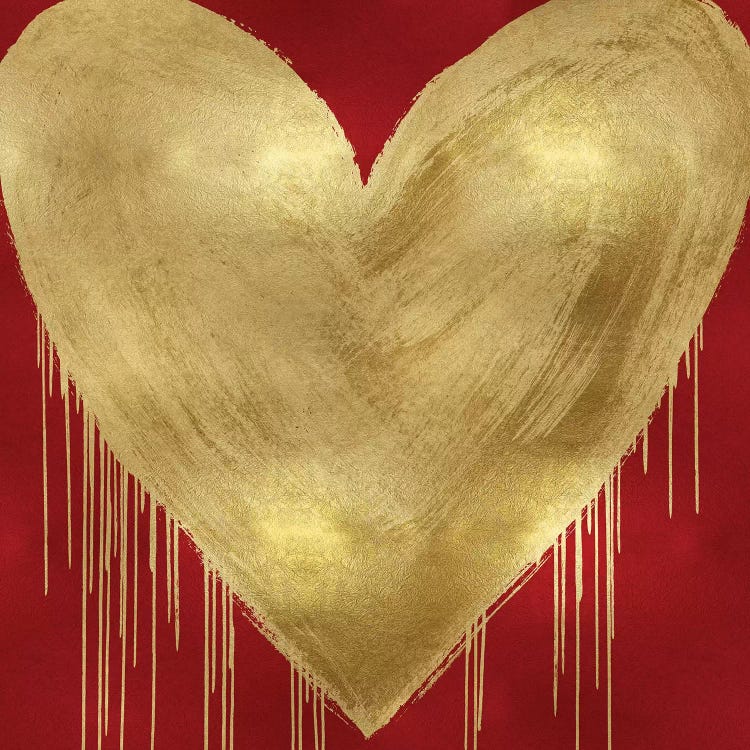 Big Hearted Gold on Red by Lindsay Rodgers wall art
