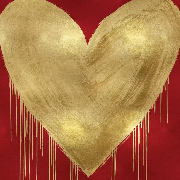 Hearts: Big Hearted Gold on Red by Lindsay Rodgers
