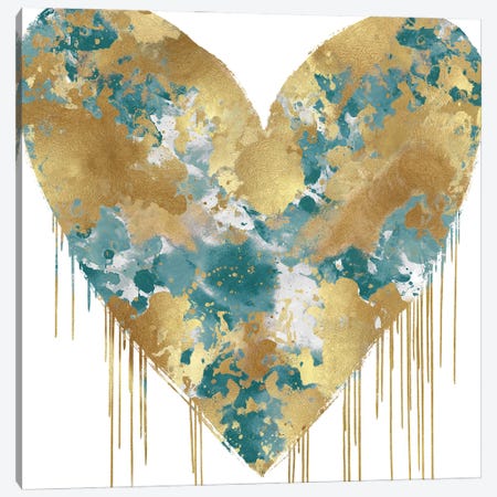 Big Hearted Green and Gold Canvas Print #LRD16} by Lindsay Rodgers Canvas Artwork