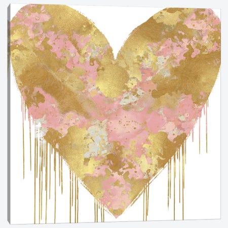 Big Hearted Pink on Gold Canvas Art Print by Lindsay Rodgers | iCanvas