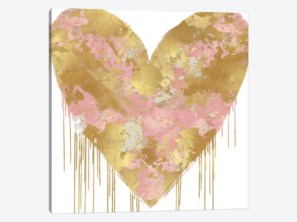 Big Hearted Pink and Gold by Lindsay Rodgers 1-piece Canvas Wall Art