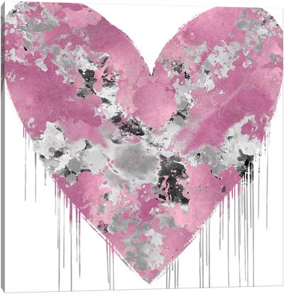 Big Hearted Pink and Silver Canvas Art Print