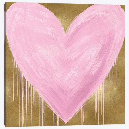Big Hearted Pink on Gold Canvas Print #LRD20} by Lindsay Rodgers Canvas Artwork