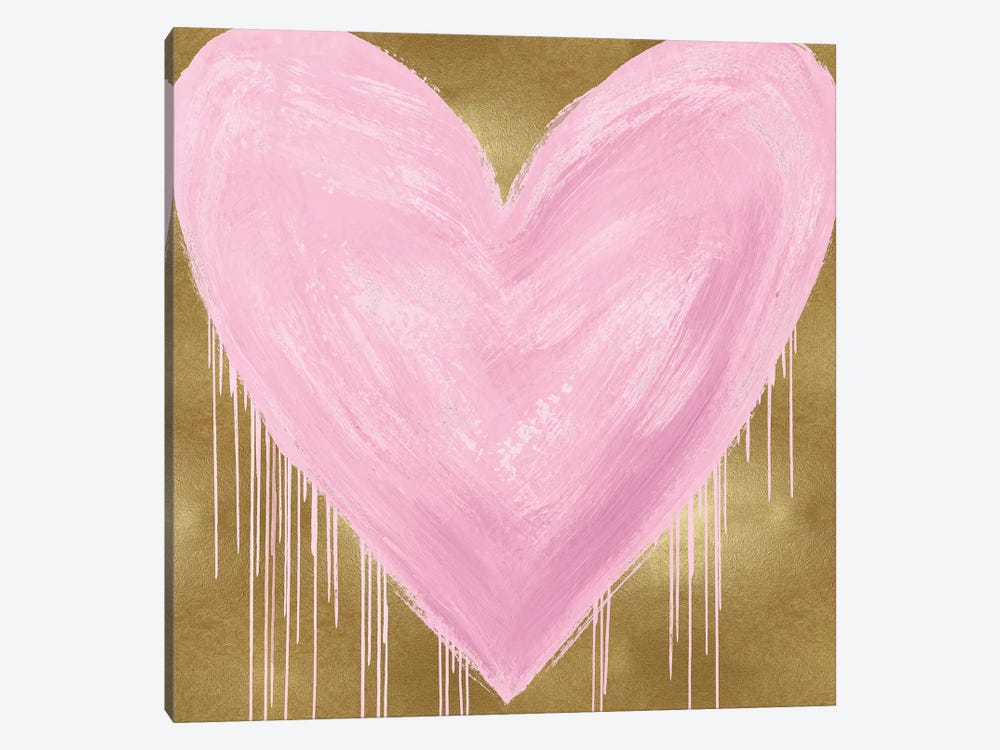 Big Hearted Pink on Gold by Lindsay Rodgers 1-piece Canvas Print