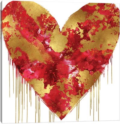 Big Hearted Red and Gold Canvas Art Print - Love Art