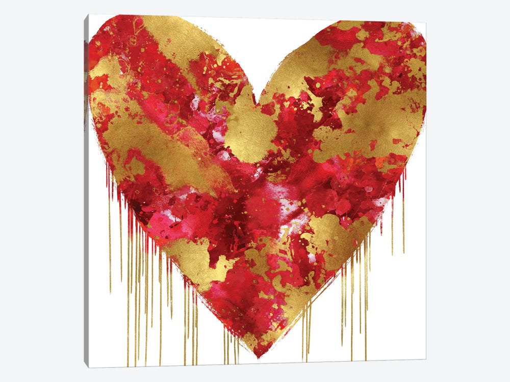 Big Hearted Red and Gold by Lindsay Rodgers 1-piece Canvas Artwork