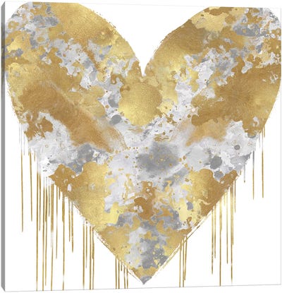 Big Hearted Silver and Gold Canvas Art Print - Gold & Silver