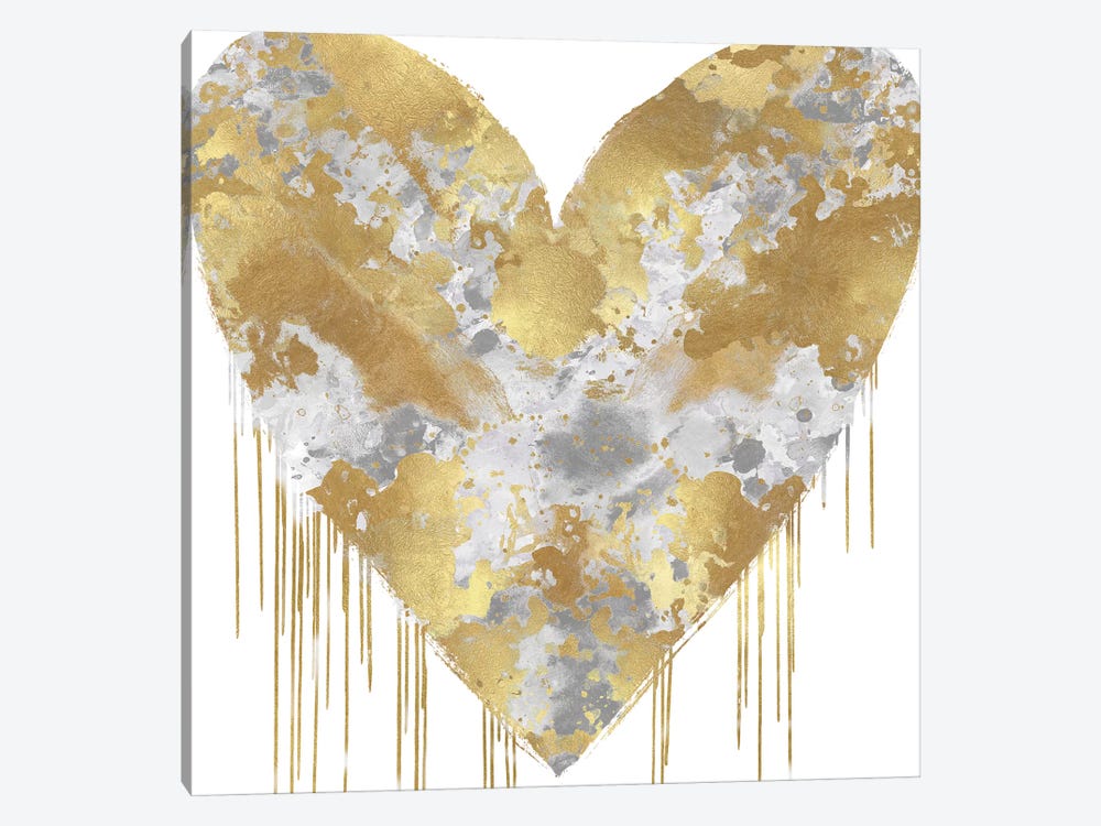 Big Hearted Silver and Gold by Lindsay Rodgers 1-piece Canvas Artwork