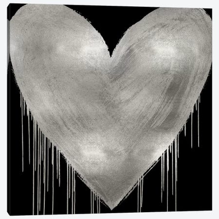 Big Hearted Silver on Black Canvas Print #LRD26} by Lindsay Rodgers Canvas Print