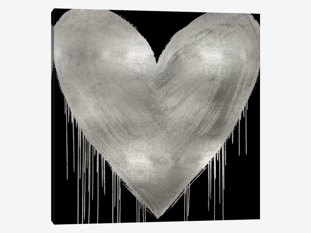 Big Hearted Silver on Black by Lindsay Rodgers 1-piece Art Print