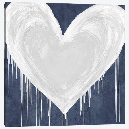Big Hearted White on Blue Canvas Print #LRD27} by Lindsay Rodgers Canvas Print