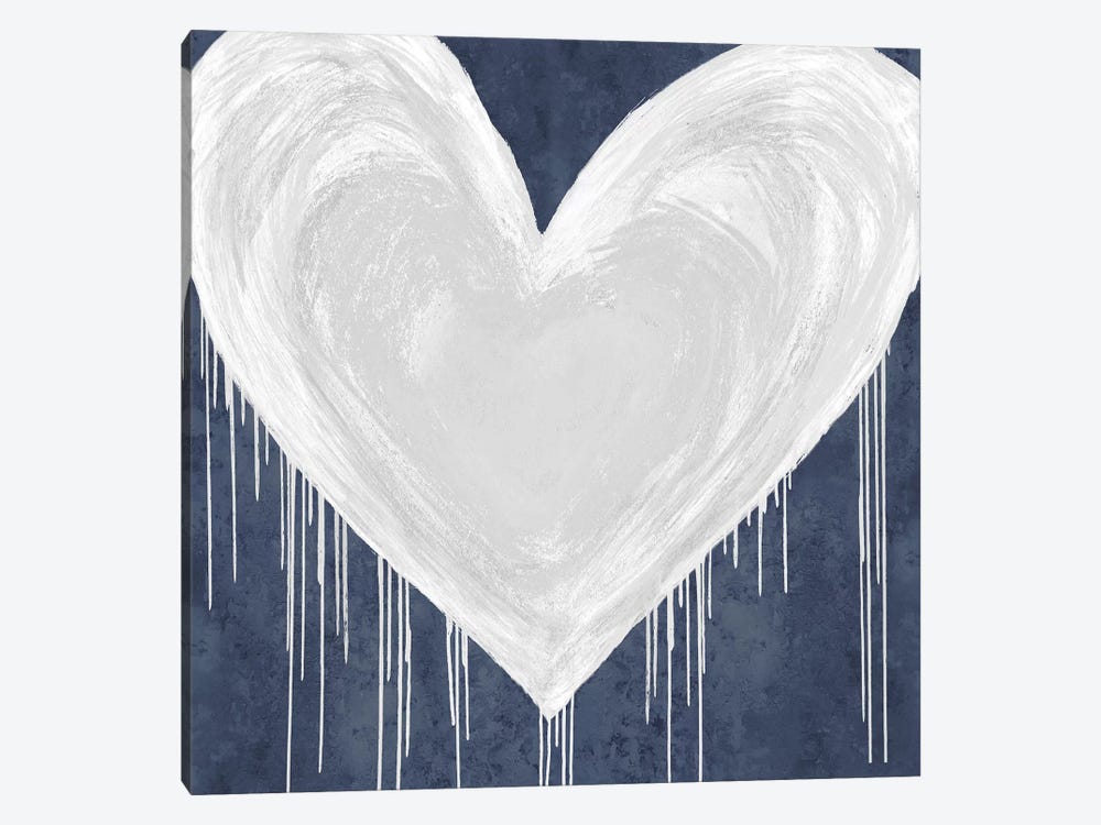 Big Hearted White on Blue by Lindsay Rodgers 1-piece Canvas Art