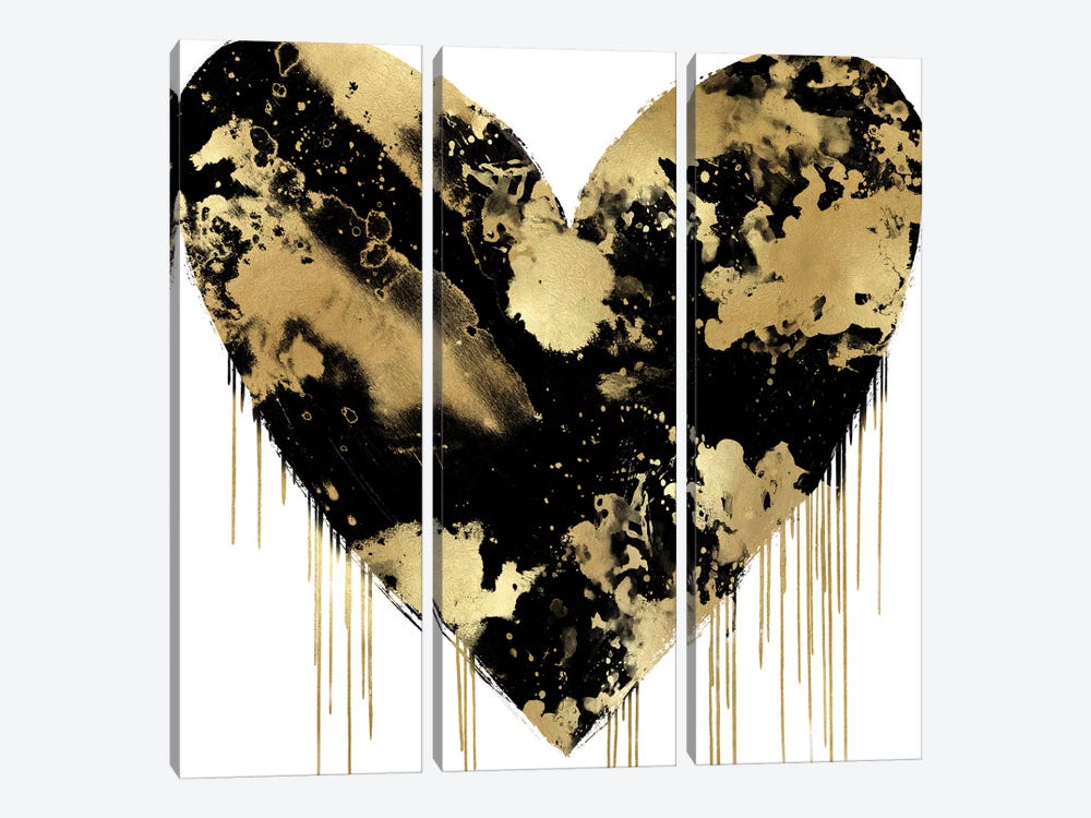 Big Hearted Black and Gold by Lindsay Rodgers 3-piece Art Print