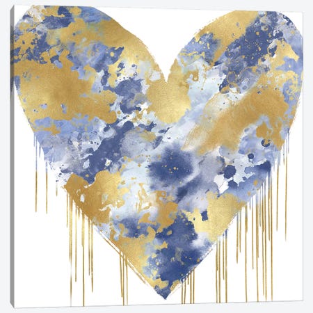 Big Hearted Blue and Gold Canvas Print #LRD4} by Lindsay Rodgers Canvas Wall Art