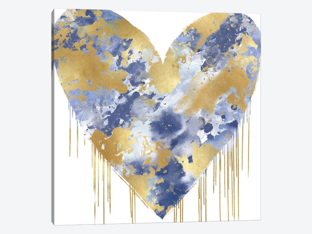 Big Hearted Blue and Gold by Lindsay Rodgers 1-piece Canvas Wall Art
