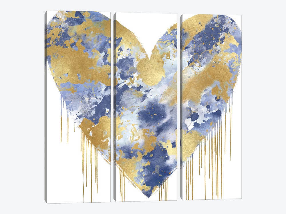 Big Hearted Blue and Gold by Lindsay Rodgers 3-piece Canvas Artwork
