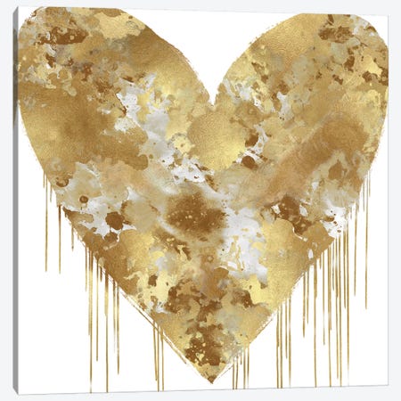 Big Hearted Gold and White Canvas Print #LRD9} by Lindsay Rodgers Canvas Print