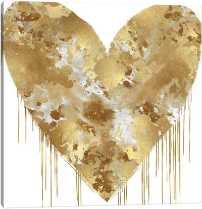 Big Hearted Gold and White Canvas Art Print - Gold & White Art