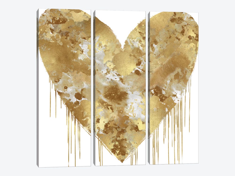 Big Hearted Gold and White by Lindsay Rodgers 3-piece Canvas Art Print