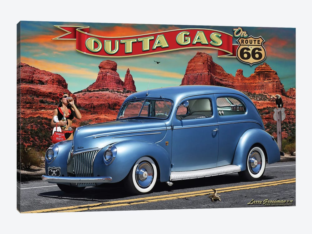 Outta Gas On Route 66 by Larry Grossman 1-piece Canvas Art