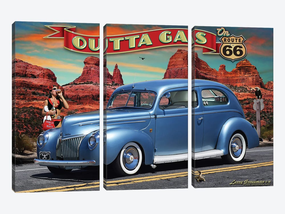 Outta Gas On Route 66 by Larry Grossman 3-piece Canvas Art