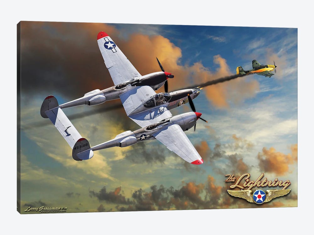 P-38 VS Stuka by Larry Grossman 1-piece Canvas Art
