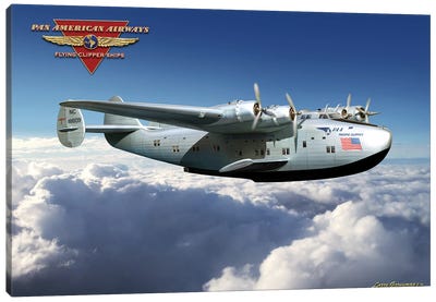 Pan Am Clipper Flying Canvas Art Print - Military Aircraft Art