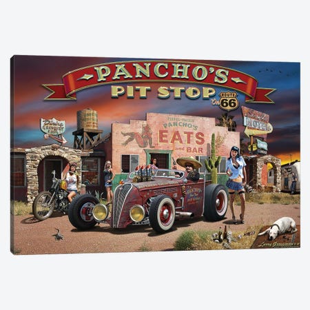 Pancho's Rt. 66 Pit Stop Canvas Print #LRG109} by Larry Grossman Canvas Wall Art