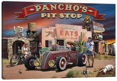 Pancho's Rt. 66 Pit Stop Canvas Art Print - Larry Grossman