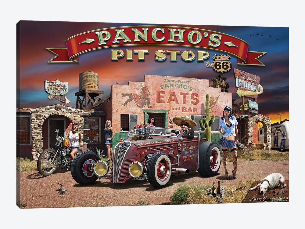 Pancho's Rt. 66 Pit Stop by Larry Grossman 1-piece Art Print