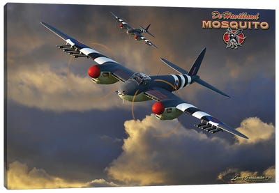 RAF Mosquito Canvas Art Print - Airplane Art