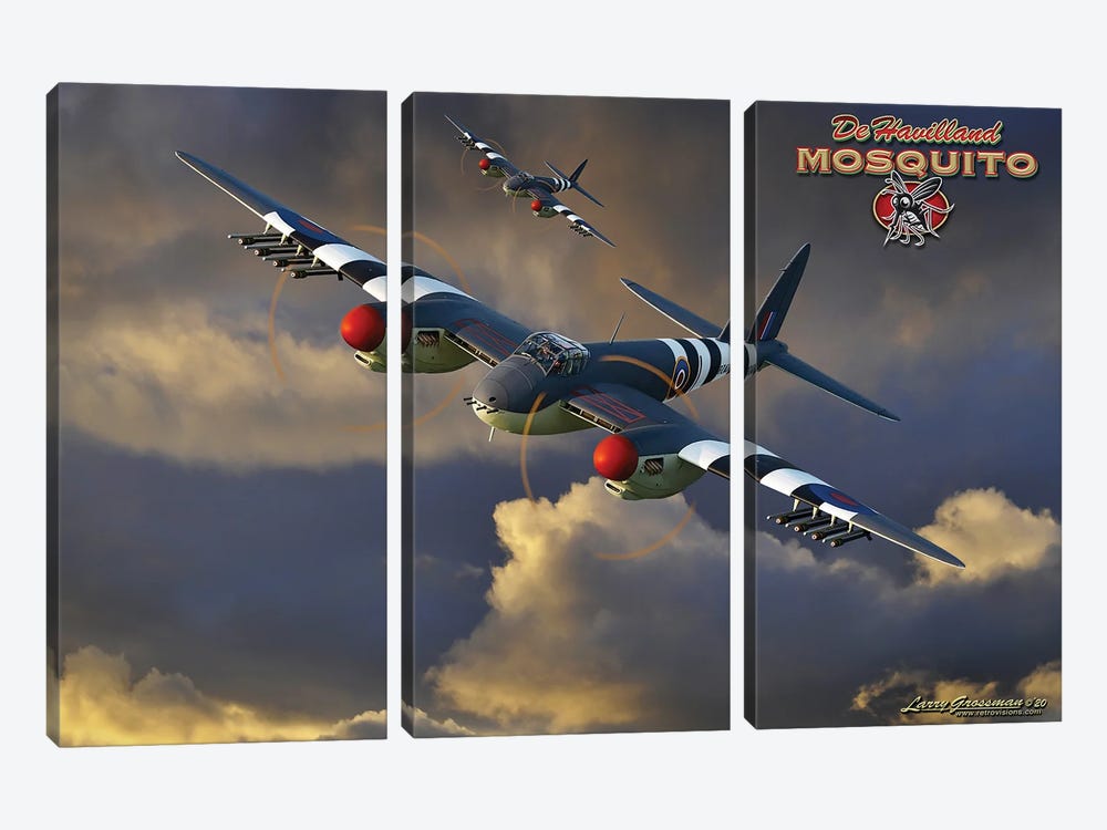 RAF Mosquito by Larry Grossman 3-piece Canvas Wall Art