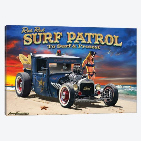Rat Rod Surf Patrol Canvas Print #LRG119} by Larry Grossman Canvas Print