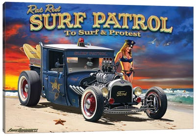 Rat Rod Surf Patrol Canvas Art Print - Larry Grossman