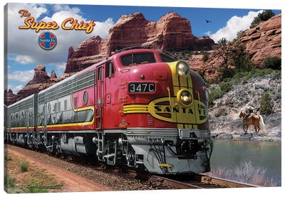 Ride The Rails Of America Canvas Art Print - Train Art