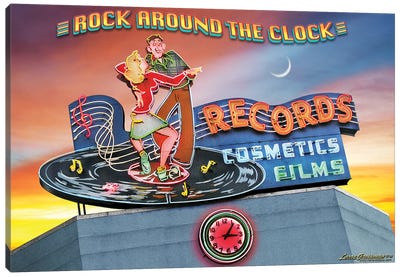 Rock Around The Clock Canvas Art Print - Vinyl Records