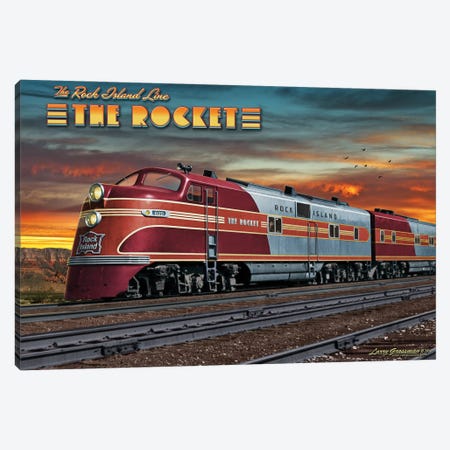 Rocket Train Canvas Print #LRG126} by Larry Grossman Art Print