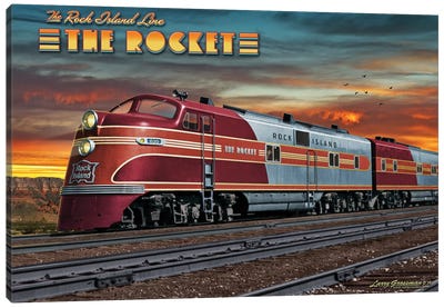 Rocket Train Canvas Art Print - Larry Grossman