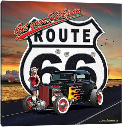 Route 66 Rod Canvas Art Print - Larry Grossman