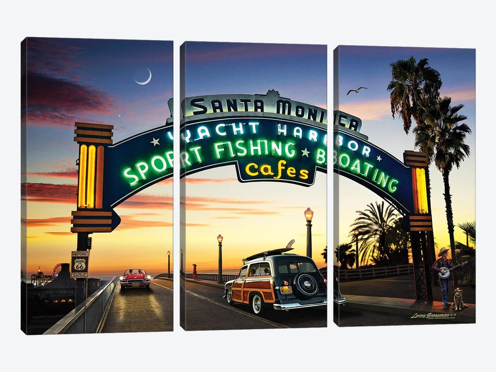 Santa Monica Pier by Larry Grossman 3-piece Canvas Print