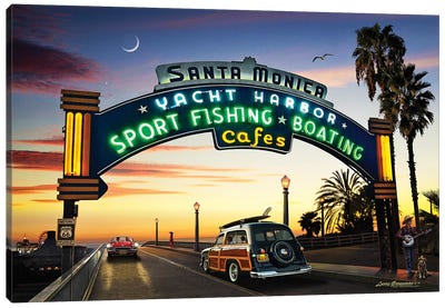 Santa Monica Pier Canvas Art Print - Vintage Décor