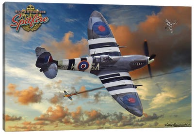 Spitfire Dog Fight Canvas Art Print - Military Aircraft Art